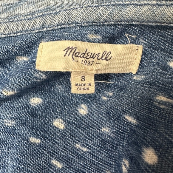 Madwell Women’s S Blue Polka Dot Long Sleeve Top shirt Tee - Picture 5 of 6